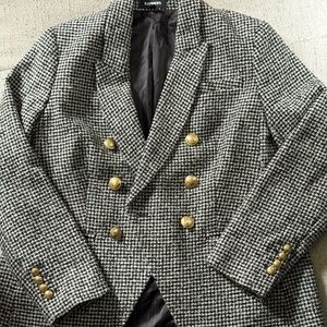 Express Black and White Blazer with Gold Accents